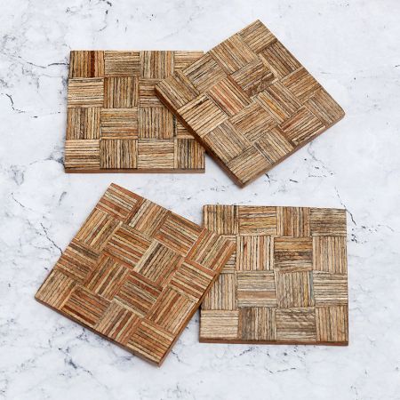 Stylish Brown Coloured Wooden Coasters - Pack of 4